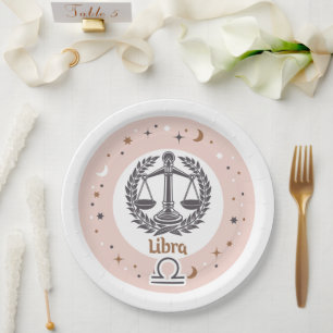 Prato De Papel Símbolo Zodiac Libra