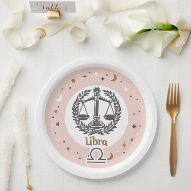 Prato De Papel Símbolo Zodiac Libra (Casamento)