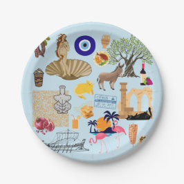 Prato De Papel Símbolos de Viagem do Chipre