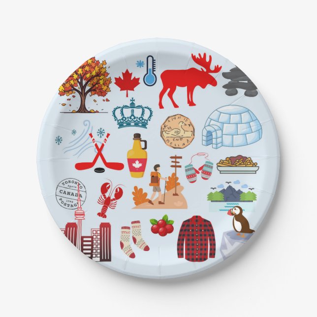 Prato De Papel Símbolos do Canadá (Frente)