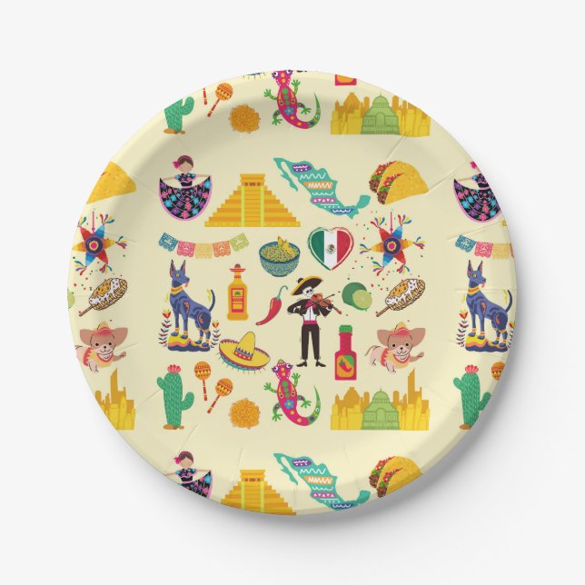 Prato De Papel Símbolos do México (Frente)