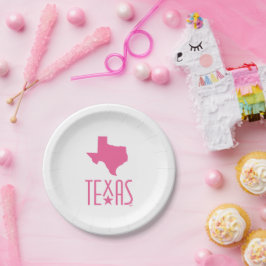 Prato De Papel Símbolos do Texas, estado do Texas, rosa