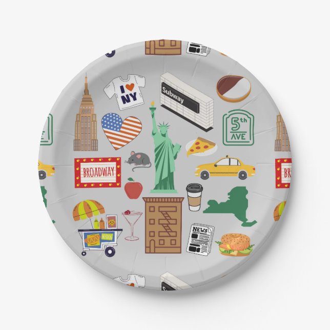 Prato De Papel Símbolos Nova Iorque (Frente)