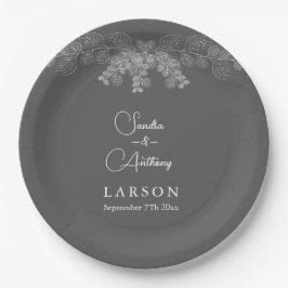 Prato De Papel Simple Gray Line Art Eucalyptus Wedding Napkins