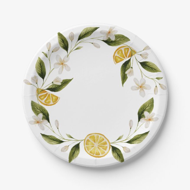 Prato De Papel Simple Italia Lemon Wreath Chá de panela (Frente)