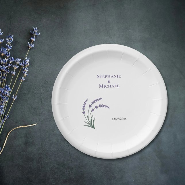Prato De Papel Simple Lavender Wedding (Simple Lavender Wedding Paper Plates)