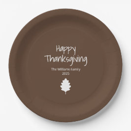 Prato De Papel Simple Leaf Modern Autumn Family Thanksgiving