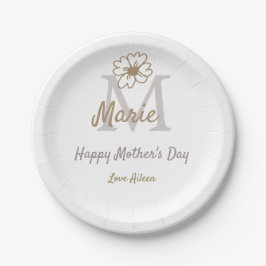 Prato De Papel simple minimal mother's day monogram golden gray f