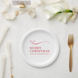 Prato De Papel Simple white red modern Merry Christmas