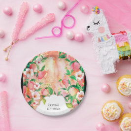 Prato De Papel Simples Boho Peach Birthday