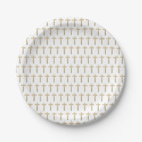 Simples branco Dourado Padrão Cruz Bebê Batismo