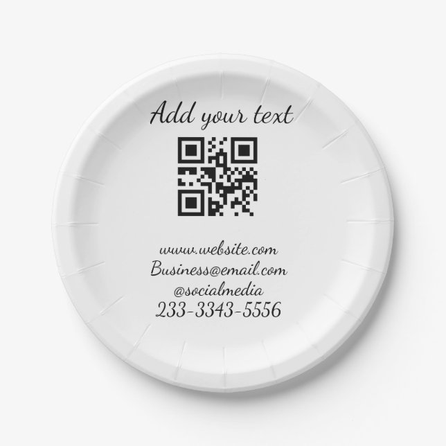 Prato De Papel simples código QR personalizado adicionar seu nome (Frente)