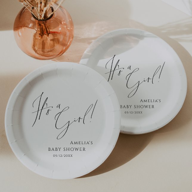 Prato De Papel Simples e Impressionante É uma garota! Chá de fral (Criador carregado)