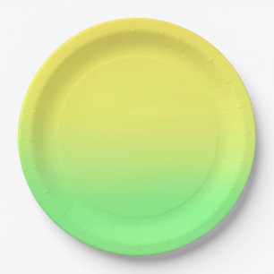 Prato De Papel Simples Efeito de Mão Solar Verde Amarelo