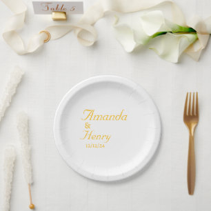 Prato De Papel Simples Elegantes Monogramas de Casamento Modernos