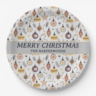 Prato De Papel Simples família de Natal Decorativa Moderna Elegan