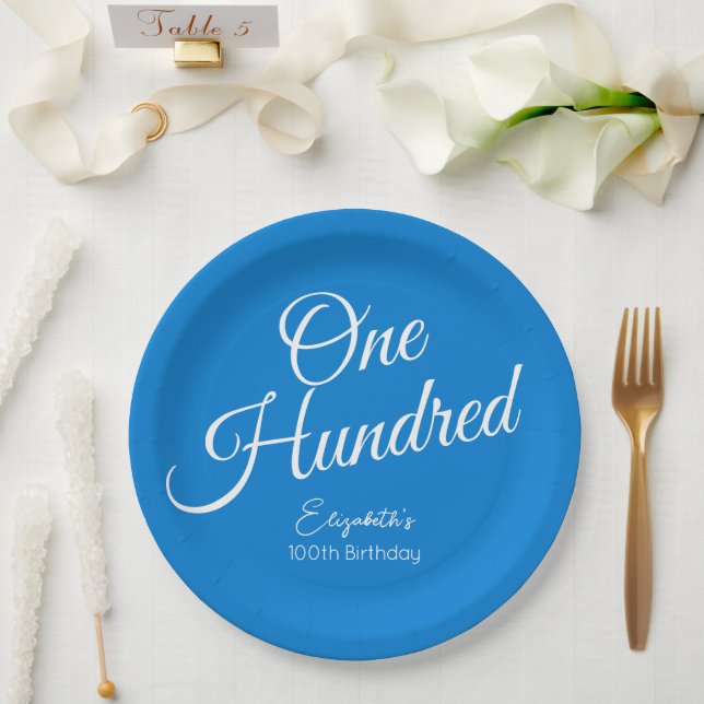 Prato De Papel Simplesmente moderna Festa de aniversário Azul 100 (Casamento)
