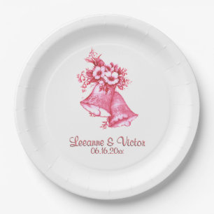Prato De Papel Sinais de Casamento Rosa Personalizados