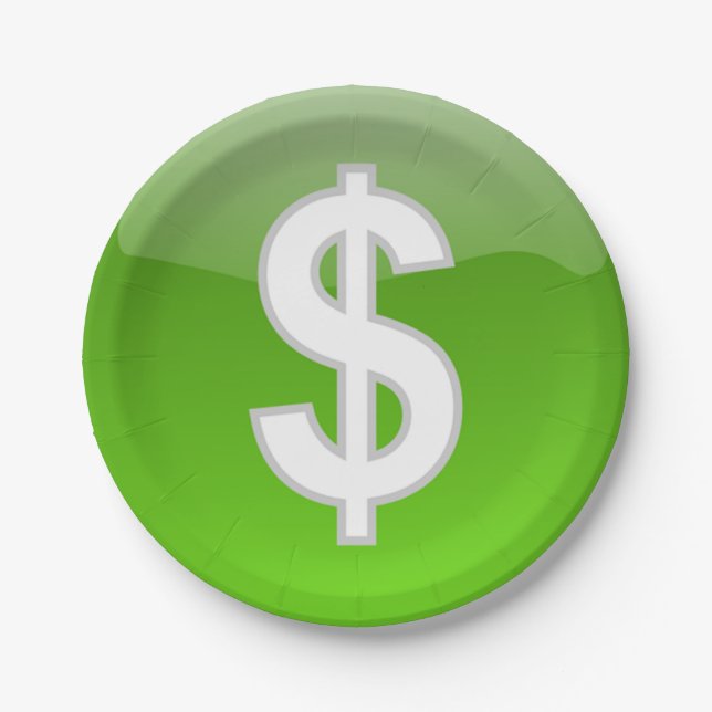Prato De Papel Sinal de Dólar (Frente)