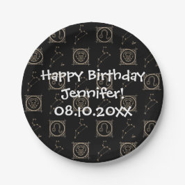 Prato De Papel Sinal de Estrela de Astrologia do Leo, Zodiac Dour