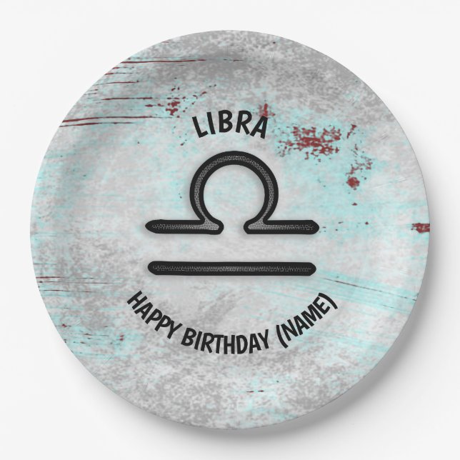 Prato De Papel Sinal de Horoscópio Astrologia de Libra Zodiac (Frente)