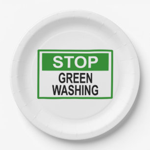 Prato De Papel Sinal de Parar o Greenwashing