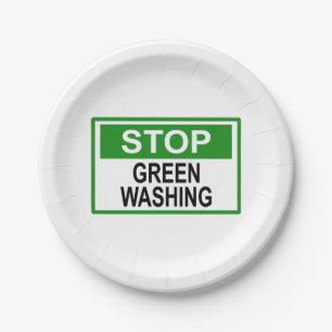 Prato De Papel Sinal de Pare o Greenwashing