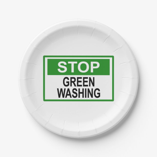 Prato De Papel Sinal de Pare o Greenwashing (Frente)