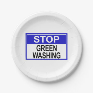 Prato De Papel Sinal de Pare o Greenwashing