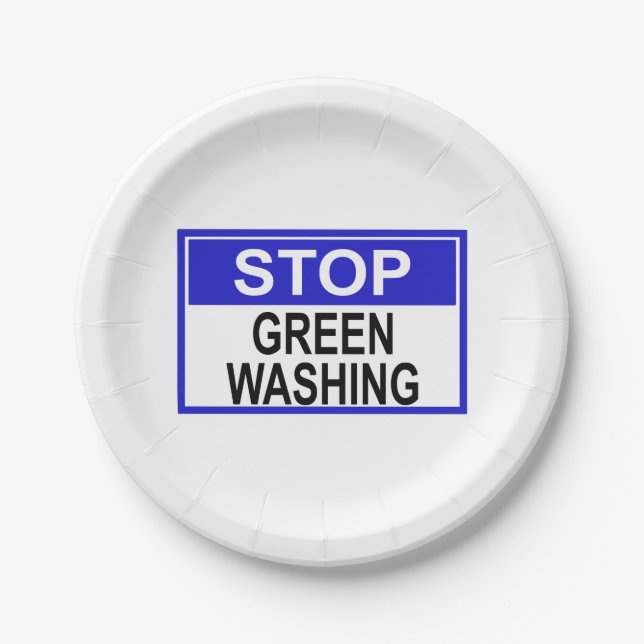 Prato De Papel Sinal de Pare o Greenwashing (Frente)