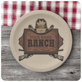 Prato De Papel Sinal de Ranhura Ocidental do Cowboy Guns Western