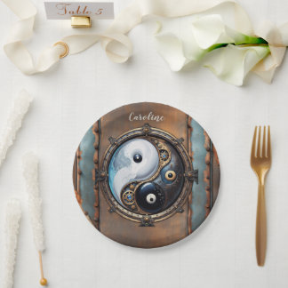 Prato De Papel Sinal elegante de yin yang