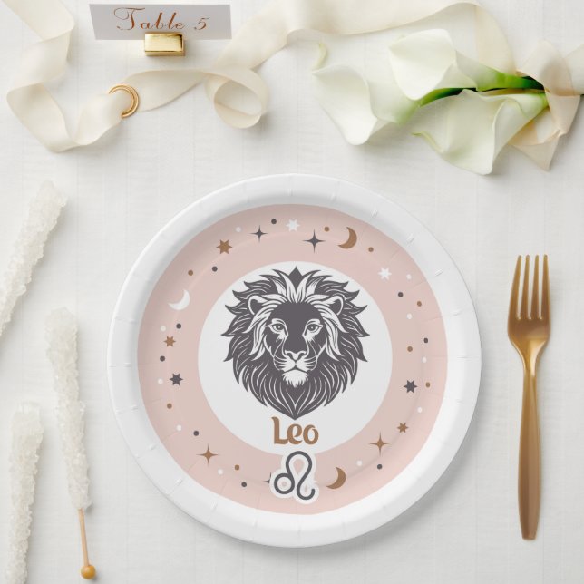 Prato De Papel Sinal Zodiac Leo (Casamento)