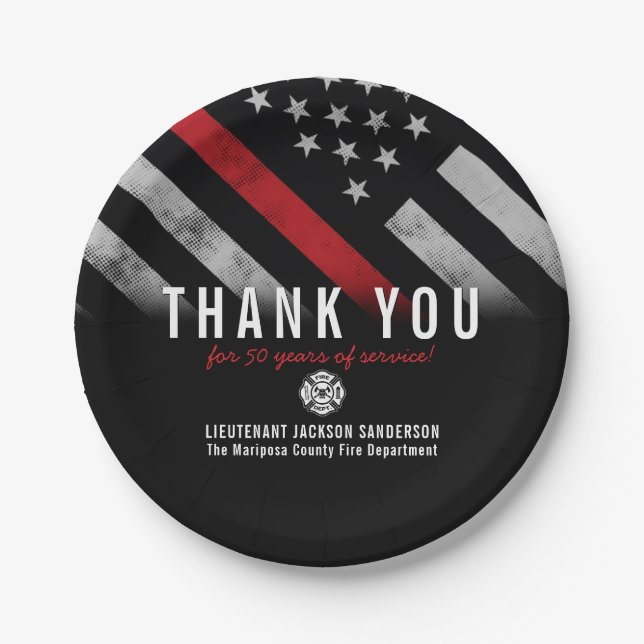 Prato De Papel Sinalizador da Linha Vermelha do Aniversário do Bo (Frente)