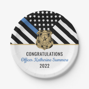 Prato De Papel Sinalizador de Linha Azul Fino Gradua Polícia