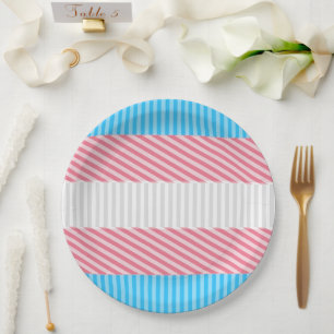 Prato De Papel Sinalizador do Abstrato Transgender Pride Stripe F