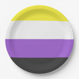 Prato De Papel Sinalizador Enby (Orgulho Não-Binário)