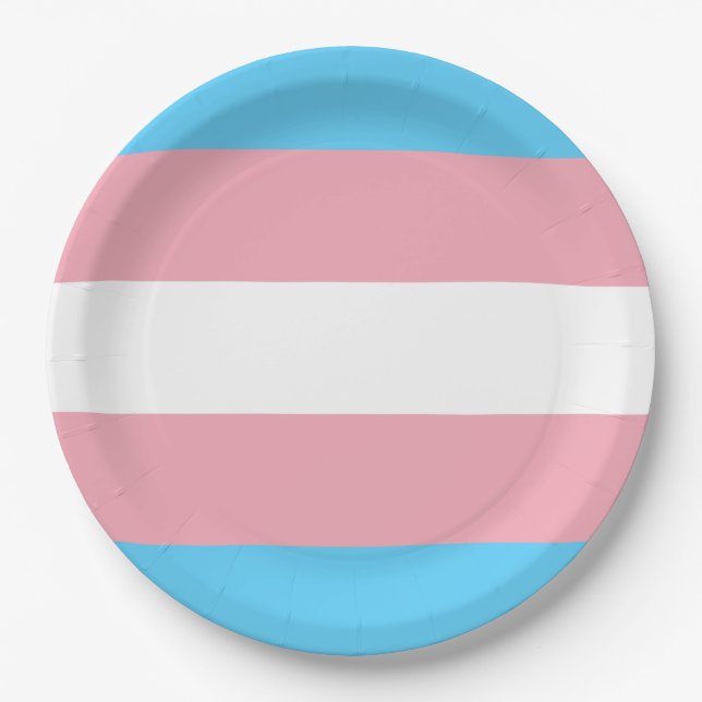 Prato De Papel Sinalizador Trans Pride (Orgulho Transgênero) (Frente)