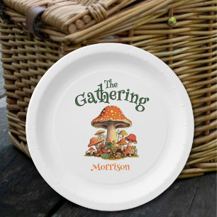 Prato De Papel Sindicato da Família Retro Cogumelos Diversos