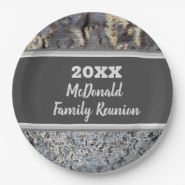 Prato De Papel Sindicato da Família Snakeskin Padrão Cinza Mosaic