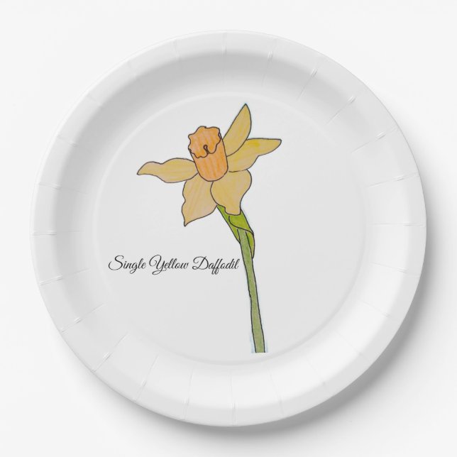 Prato De Papel Single Yellow Daffodil with Orange Center (Frente)