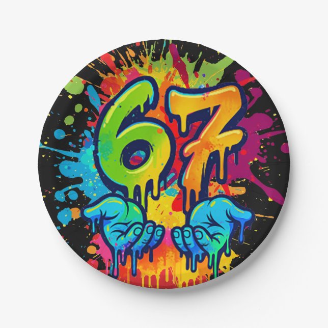 Prato De Papel Six Seven Girl Birthday Paper Plate (Frente)