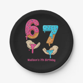 Prato De Papel Six Seven Girl Birthday Paper Plate
