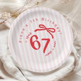 Prato De Papel Six Seven Trendy Red Bow Coquette 7th Birthday