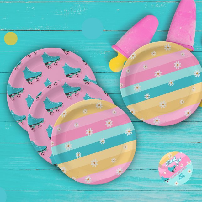 Prato De Papel Skate do cilindro Festa de aniversário retrógrada  (Criador carregado)