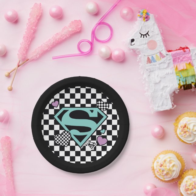 Prato De Papel Skater Girl Supergirl Hearts-Shield (Festa)