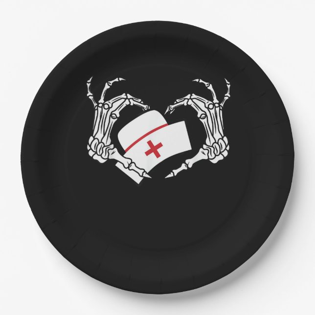 Prato De Papel Skeleton Coração Preguiçoso Diy Halloween Figurume (Frente)