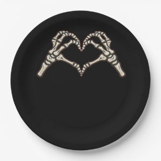Prato De Papel Skeleton Hand Hearts Design