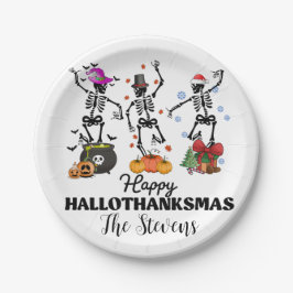 Prato De Papel Skeleton Happy Hallothanksmas