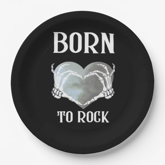 Prato De Papel Skeleton Mãos Cinza Gráfico Para Clássico (Frente)